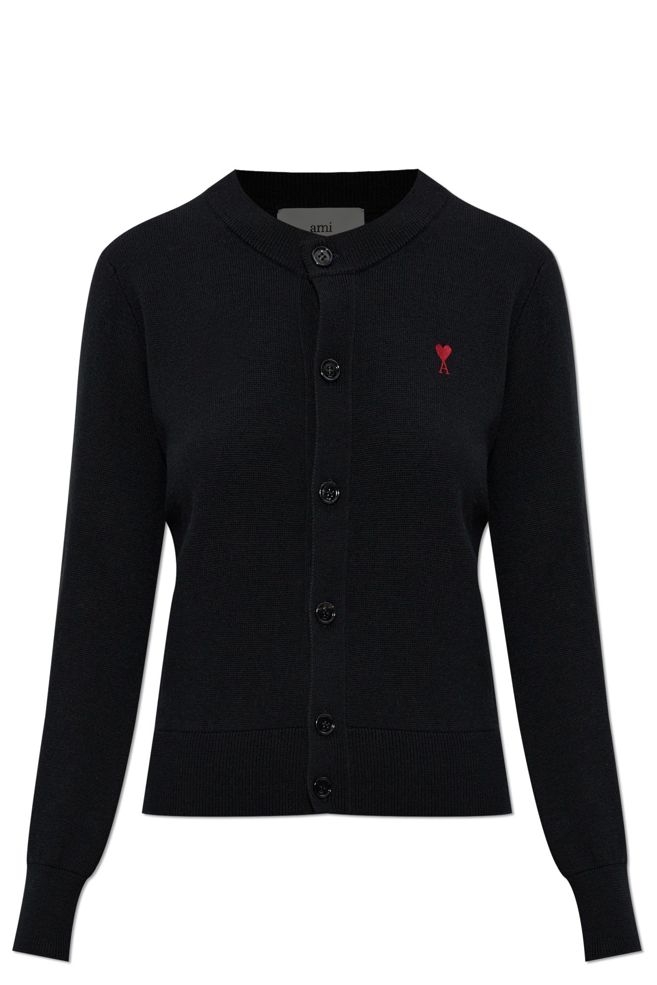 Black Cardigan with embroidered logo Ami Alexandre Mattiussi